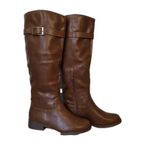 Chaps Alda Zip Up Tall Riding Boots Cognac Brown Size 7 Western Cowgirl